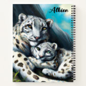 Mutter Schneeleopard und Cub in den Bergen Notizblock (Rückseite)