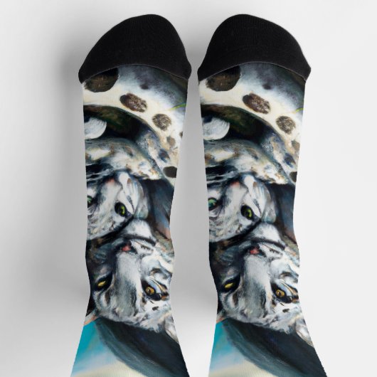 Mutter Schneeleopard und Cub in den Bergen Socken (Oben)