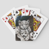 Mutter Schneeleopard und Cub in den Bergen Spielkarten (Rückseite)