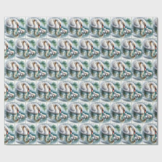 Mutter Schwan mit Cygnet Geschenkpapier (Flach)