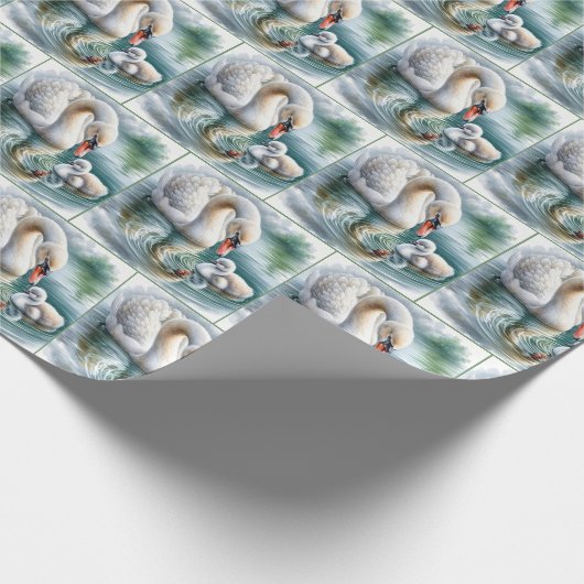 Mutter Schwan mit Cygnet Geschenkpapier (Ecke)