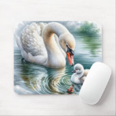 Mutter Schwan mit Cygnet Mousepad (Mit Mouse)