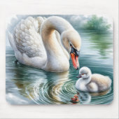 Mutter Schwan mit Cygnet Mousepad (Vorne)