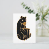 Mutter schwarzer Bär mit Jungen Postkarte (Stehend Vorderseite)