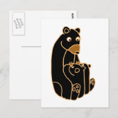 Mutter schwarzer Bär mit Jungen Postkarte (Vorne/Hinten)