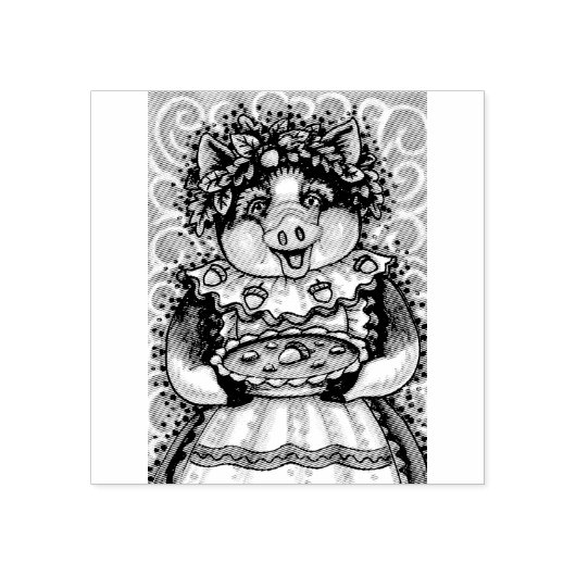 MUTTER SCHWEINS ACORN PIE RUBBER-BRIEFMARKE GUMMISTEMPEL (Prägung)