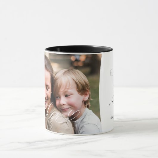 Mutter Script Herz dankbar jeden Augenblick Foto Tasse (Zentrum)