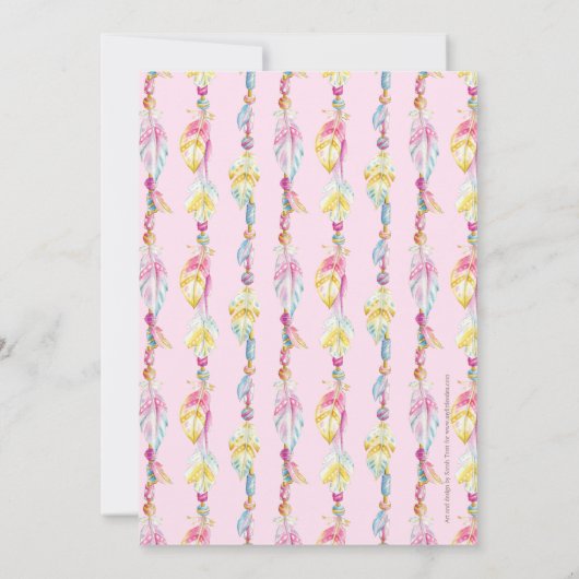 Mutter Segen Feder und Perlen bunten Kunst Einladung (Rückseite)