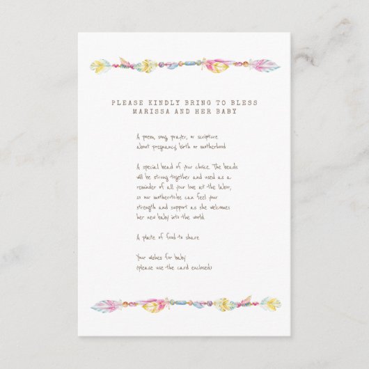 Mutter Segen Informationen farbenfrohe Perlfeder Begleitkarte (Vorderseite)