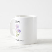 Mutter September Geburtsblume mit Kindernamen Kaffeetasse (Vorderseite Links)