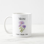 Mutter September Geburtsblume mit Kindernamen Kaffeetasse (Links)