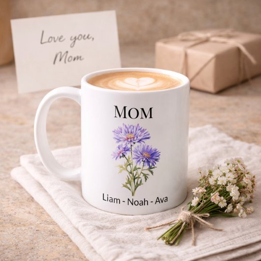 Mutter September Geburtsblume mit Kindernamen Kaffeetasse