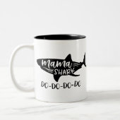 Mutter Shark Tun-Tun-Tun-Tun Mommy Shark lustig Zweifarbige Tasse (Links)