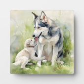 Mutter Sibirische Husky Hund Mama Anstrich Hinterg Fotoplatte (Vorderseite)