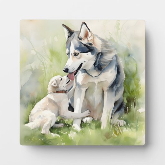 Mutter Sibirische Husky Hund Mama Anstrich Hinterg Fotoplatte (Vorderseite)