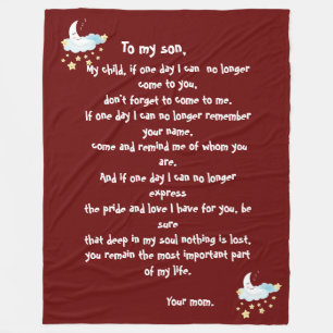 Mutter/Sohn-Liebe-Meldung Fleece-Decke Fleecedecke