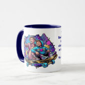 Mutter & Sohn: Neon Drive Personalisierter Becher Tasse (Vorderseite Links)
