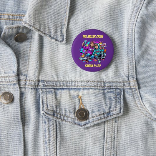 Mutter Sohn Schlittschuhläufer Lila Graffiti Pin Button (Beispiel)