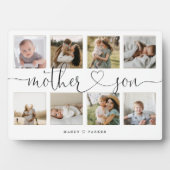 Mutter Son Heart Script | Foto Grid Collage Fotoplatte (Vorderseite)