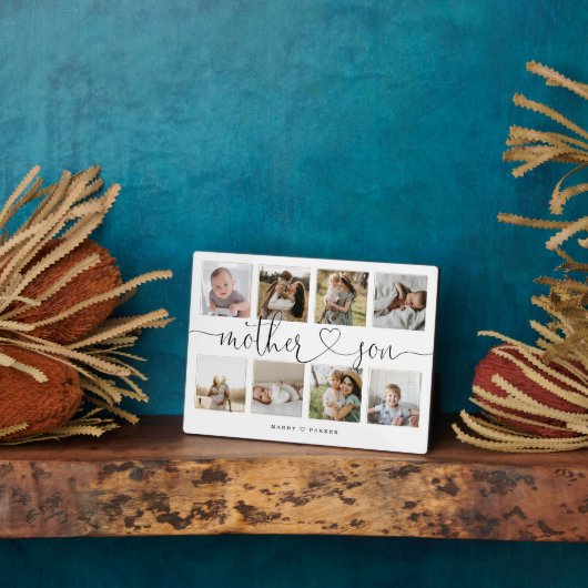 Mutter Son Heart Script | Foto Grid Collage Fotoplatte (Seite)