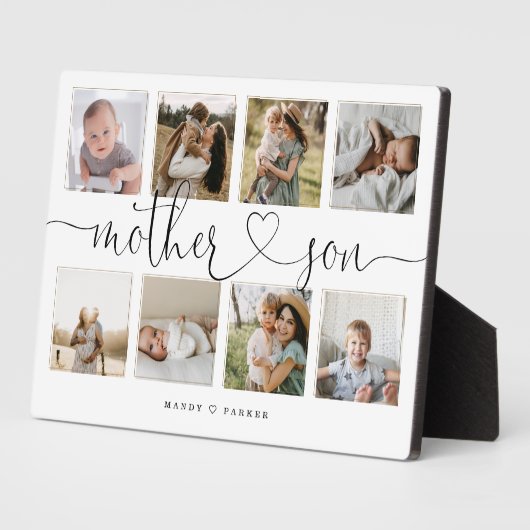 Mutter Son Heart Script | Foto Grid Collage Fotoplatte (Seite)