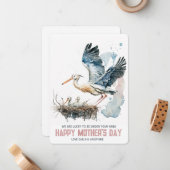Mutter Stork Nest Zwei Babys Muttertagskarte Mitteilungskarte (Vorderseite/Rückseite Beispiel)