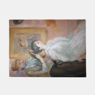 Mutter Styling Daughter's Hair (von Berthe Morisot Fußmatte