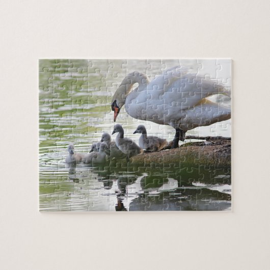 Mutter Swan und ihre sieben Cygnets Puzzle (Horizontal)