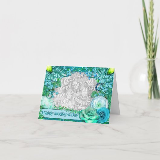 Mutter-Tag - ADDIEREN Sie IHR FOTO - blaue Karte (Vorderseite)