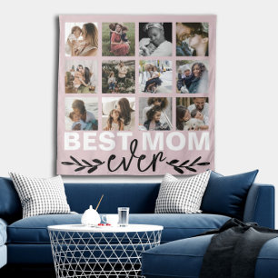 Mütter Tag Beste Mama Foto Collage Rosa Wandteppich