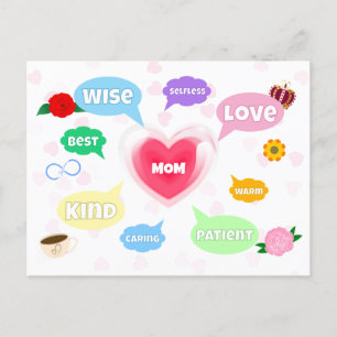 Mütter Tag Beste Mama Word Wolken Königin Kronen L Postkarte