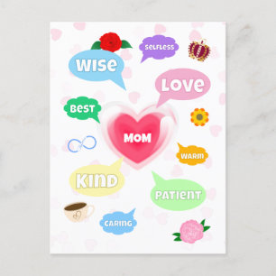 Mütter Tag Beste Mama Word Wolken Königin Kronen L Postkarte