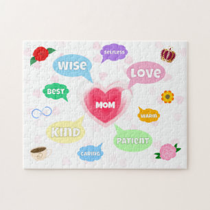 Mütter Tag Beste Mama Word Wolken Königin Kronen L Puzzle