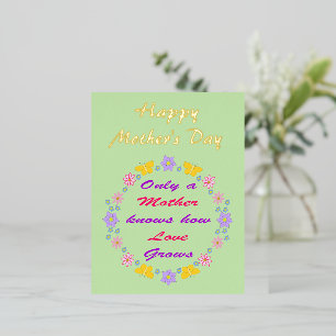 Mütter Tag Blume und Schmetterlinge Custom Folien Feiertagspostkarte