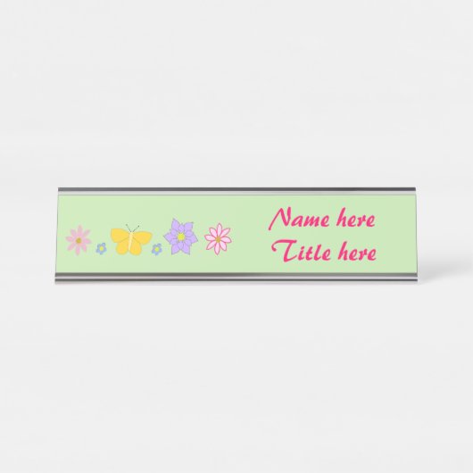 Mütter Tag Blume und Schmetterlinge Custom Schreibtischnamensplakette (Vorderseite )