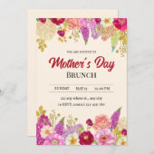 Mütter Tag Brunch Einladung, Blumenmutter Tag Einladung (Vorne/Hinten)