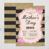 Mütter Tag Brunch Einladung Rosa Blume (Vorne/Hinten)