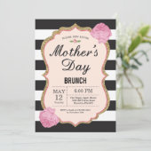 Mütter Tag Brunch Einladung Rosa Floral Blume (Stehend Vorderseite)
