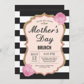 Mütter Tag Brunch Einladung Rosa Floral Blume (Vorne/Hinten)