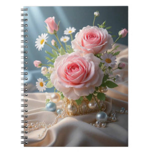 Mütter Tag Delikate rosa Rosen und weiße Gänse Notizblock