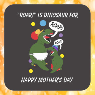 Mütter Tag Dinosaur Funny von Sohn Quadratischer Aufkleber