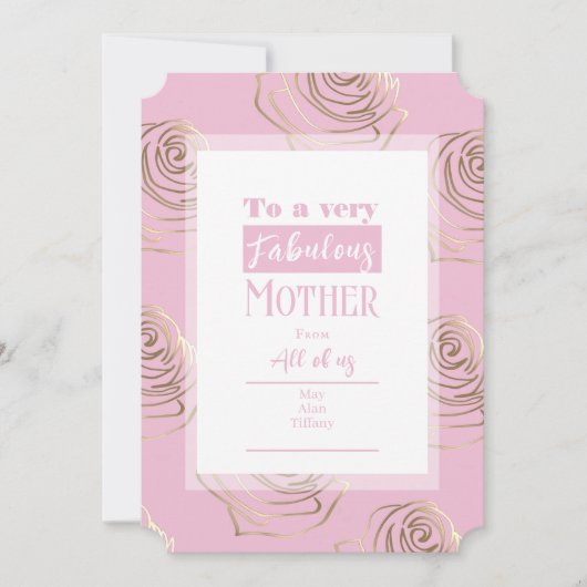 Mütter Tag Hübsch rosa Karte (Vorderseite)