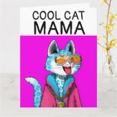 MUTTER-TAG KATZE COOL GROSSE KARTE (Gelbe Blume)