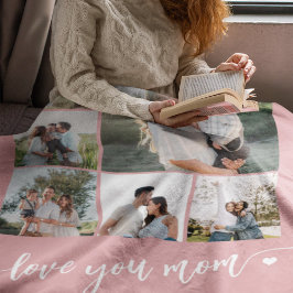 Mütter Tag Liebe du Mama Foto Collage Rosa Fleecedecke
