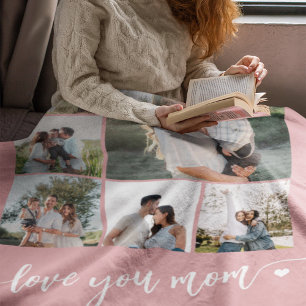 Mütter Tag Liebe du Mama Foto Collage Rosa Fleecedecke