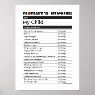 Mutter-Tag-Liebe Mommy Invoice - Geschenk für Mama Poster