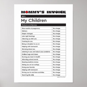 Mutter-Tag-Liebe Mommy Invoice - Geschenk für Mama Poster