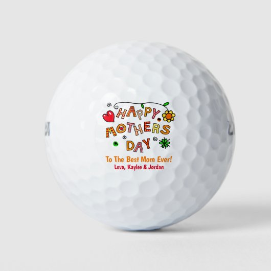 Mütter Tag Mama Golfer Niedliche Kinder Name Golfball (Vorderseite)