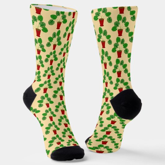 Mütter Tag Monstera Pflanze Gemustert Socken (Gewinkelt)