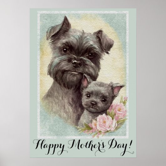 Mütter Tag Niedlich Affenpinscher Hund Mama Poster (Vorne)